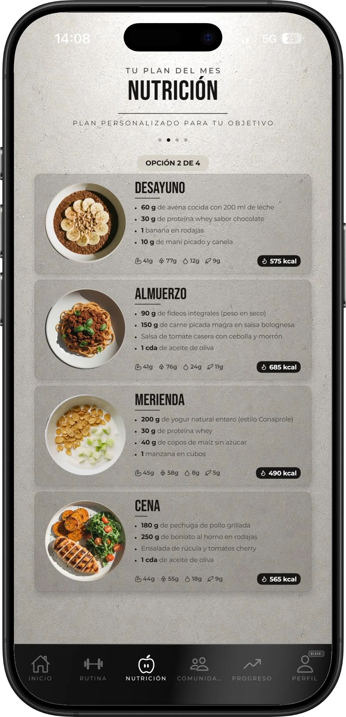 Plan de nutrición con comidas reales